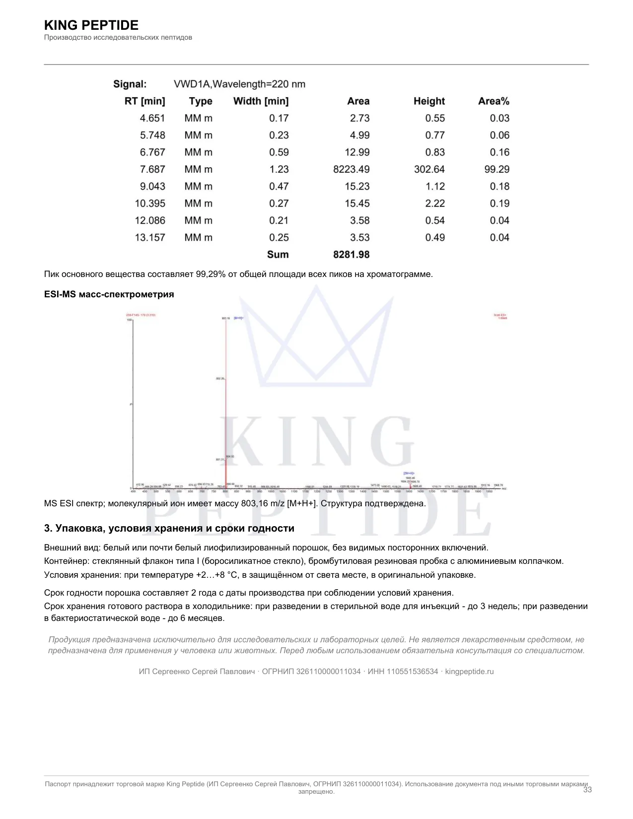Паспорт качества (COA) Matrixyl, страница 2